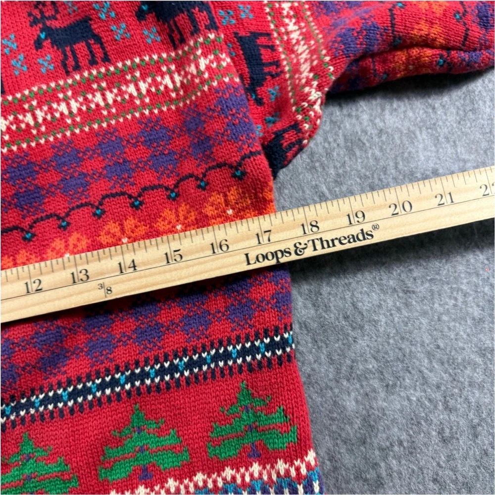 Vintage 90s GAP Kids XL Fair Isle Reindeer Moose Christmas Cardigan Sweater